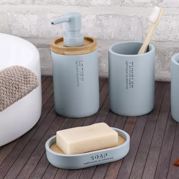 Purebamboo lichtblauwe badkameraccessoireset