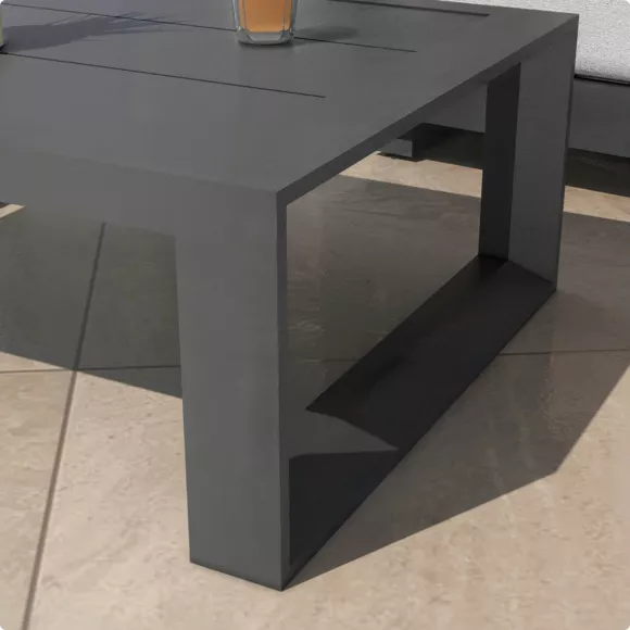 Table basse de jardin rectangulaire en alumininum (94 x 72 cm) Elba Gris anthracite