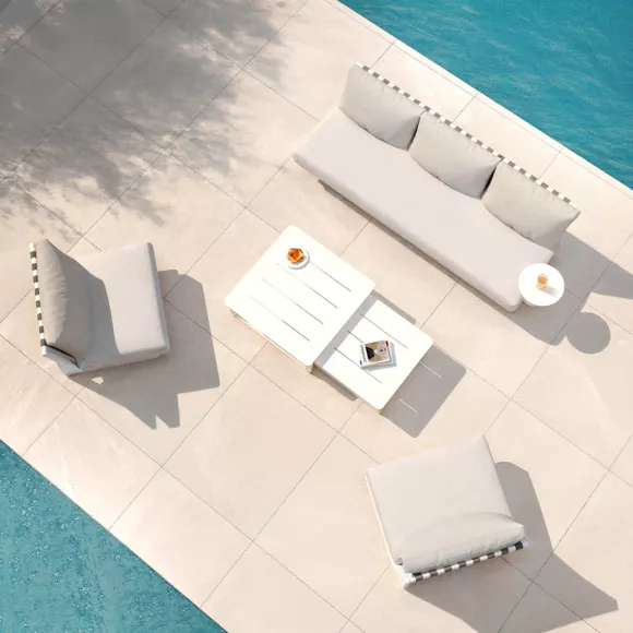 Tuinset van aluminium 5 zitplaatsen Long Beach Wit