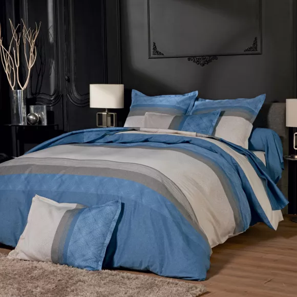 Taie d'oreiller carrée satin de coton (65 x 65 cm) Tiago Bleue
