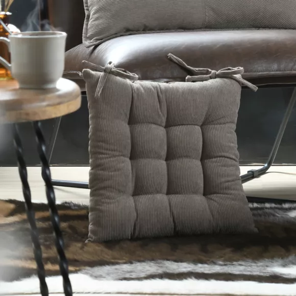 Coussin de chaise carré velours (38 x 38 cm) Dandy Taupe