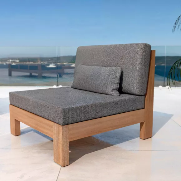 Conjunto de jardín esquinero de madera de acacia 2 plazas 3 pzas Bornéo Gris antracita