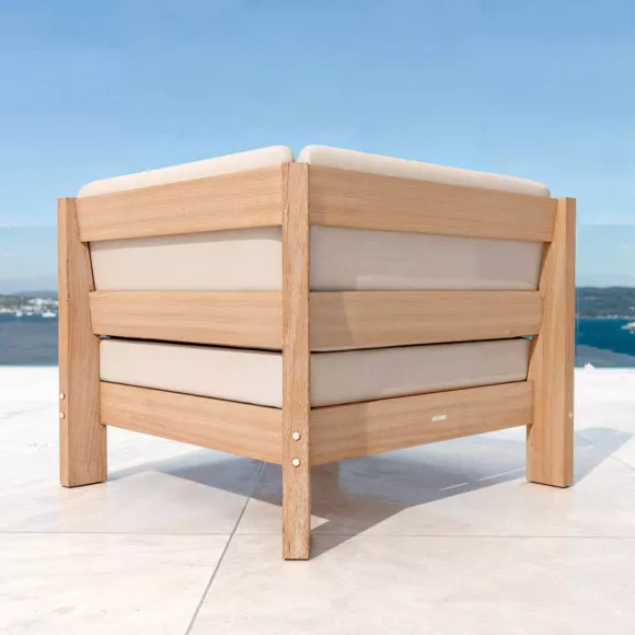 Fauteuil d'angle de jardin bois d'acacia Bornéo Sable