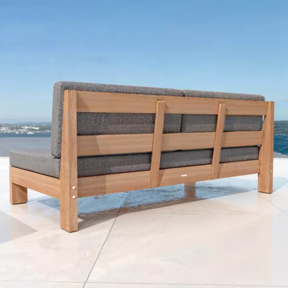 Sofá de jardín en madera de acacia 3 plazas Borneo - Gris antracita