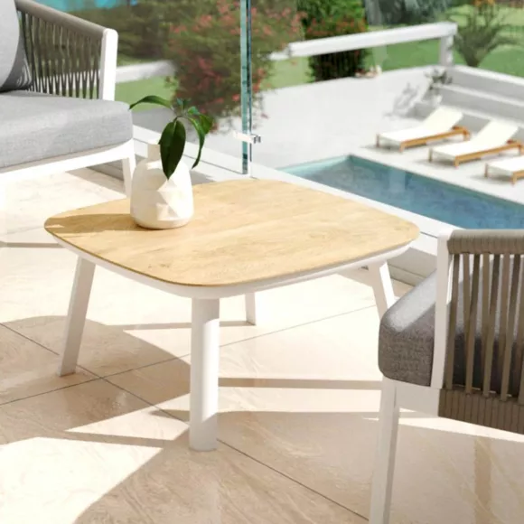 Tuinset van aluminium 2 zitplaatsen 3-delig Amalfi Wit en taupe