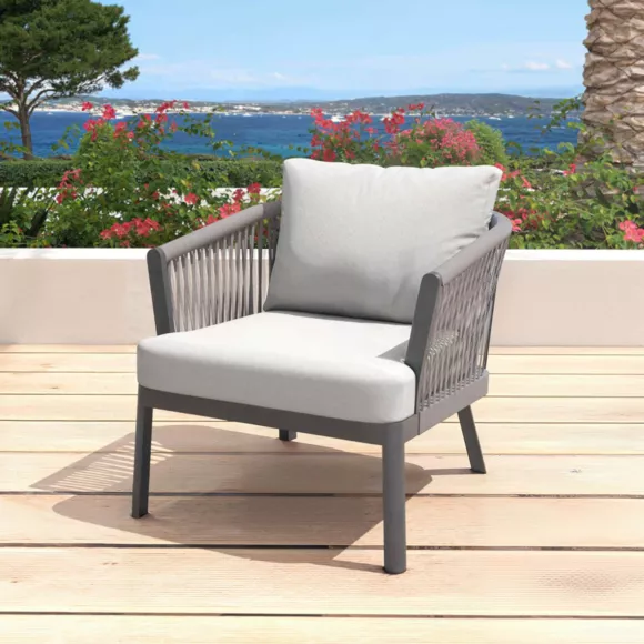 Salon de jardin en aluminium 2 places 3 pcs Amalfi Gris anthracite et gris clair