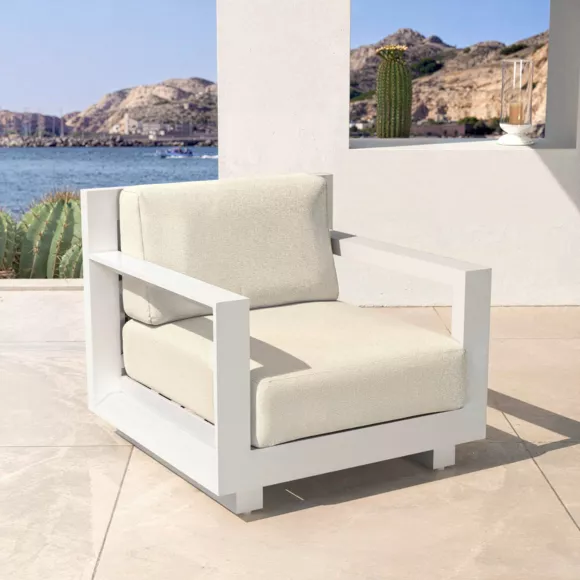 Salon de jardin aluminium 4 places 4 pcs Elba Blanc et beige
