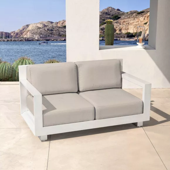 Salon de jardin aluminium 4 places 4 pcs Elba Blanc et taupe