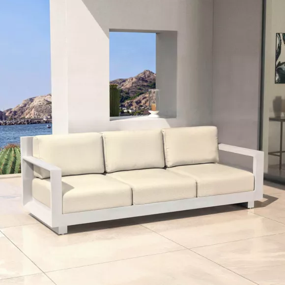 Salotto da giardino alluminio 5 posti 4 pezzi Elba Bianco e beige