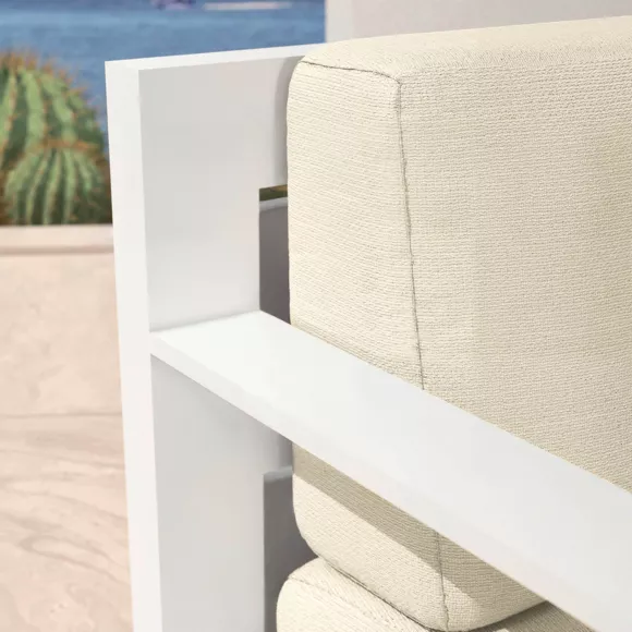 Salotto da giardino alluminio 5 posti 4 pezzi Elba Bianco e beige