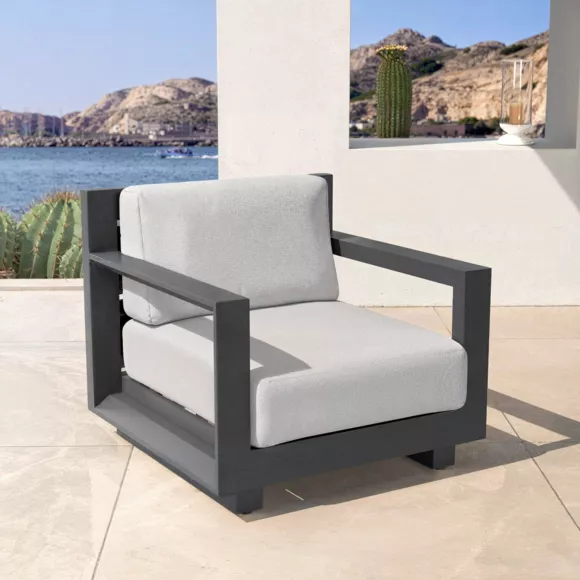 Salotto da giardino alluminio 5 posti 4 pezzi Elba Grigio antracite e grigio chiaro