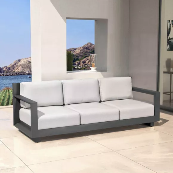 Conjunto  de jardín aluminio 5 plazas 4 pzas Elba Gris antracita y gris claro