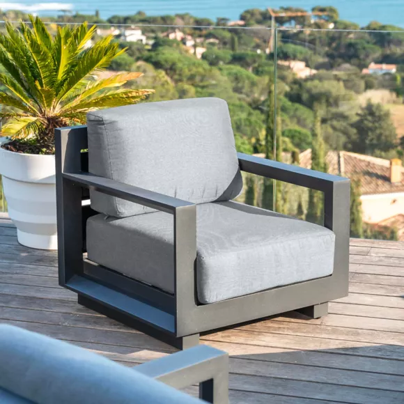Salon de jardin aluminium 5 places 4 pcs Elba Gris anthracite
