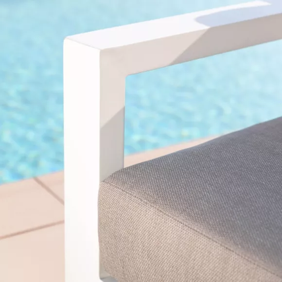 Fauteuil de jardin détente en aluminium Elba Blanc et taupe