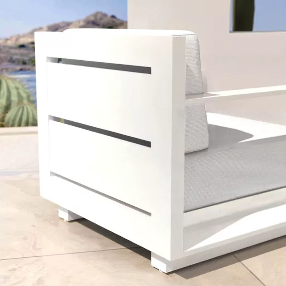 Fauteuil de jardin détente en aluminium Elba Blanc et gris clair