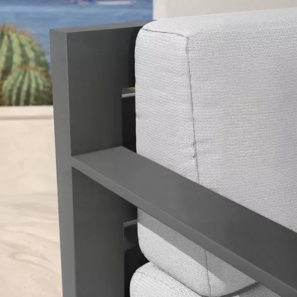 Fauteuil de jardin détente en aluminium Elba Gris anthracite et gris clair