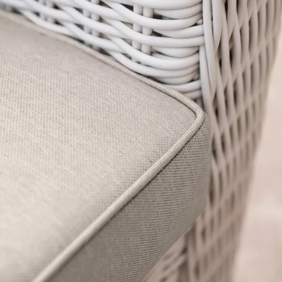 Salon de jardin en résine tressée 5 places 4 pcs Calvi Blanc et taupe