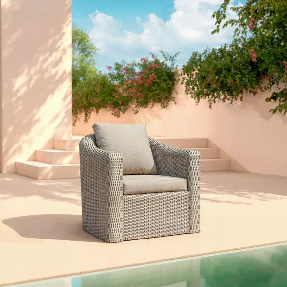 Salon de jardin en résine tressée 5 places 4 pcs Calvi Gris et taupe