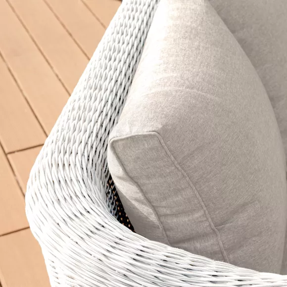 Divano da giardino in resina intrecciata 3 posti Calvi Bianco e tortora