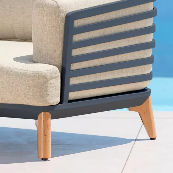 Divano da giardino in alluminio 3 posti Monte Carlo Grigio antracite e beige