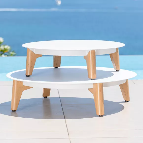 Salon de jardin aluminium 7 places 6 pcs Monte Carlo Blanc et beige