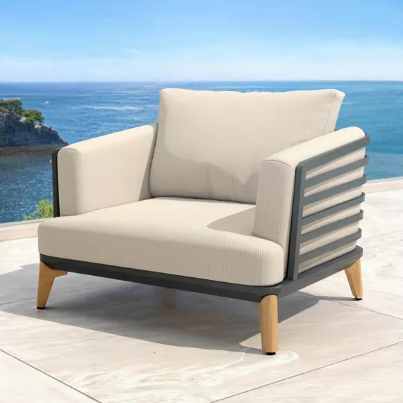 Salon de jardin aluminium 7 places 6 pcs Monte Carlo Gris anthracite et taupe
