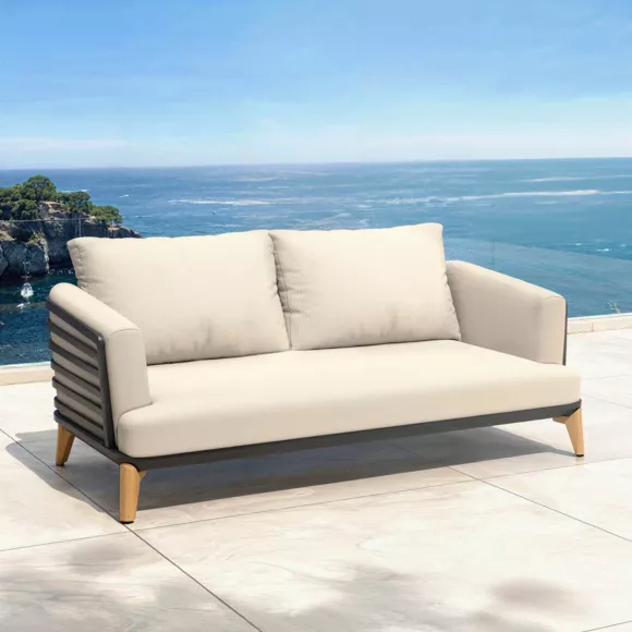 Salon de jardin aluminium 7 places 6 pcs Monte Carlo Gris anthracite et taupe