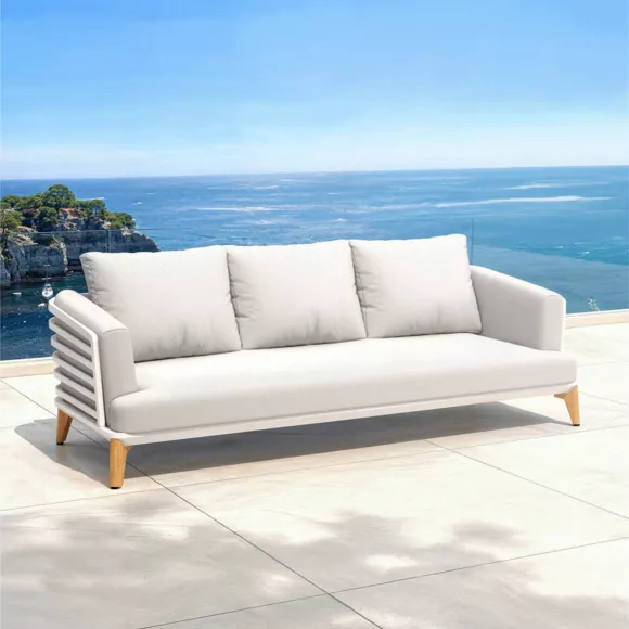 Salon de jardin aluminium 5 places 5 pcs Monte Carlo Blanc et gris clair