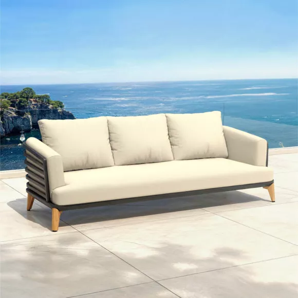 Salotto da giardino alluminio 5 posti 5 pezzi Monte Carlo Grigio antracite e beige