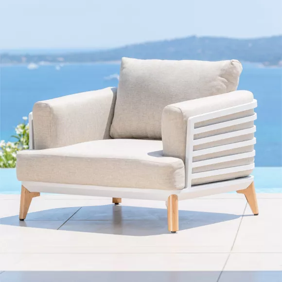 Salon de jardin aluminium 5 places 5 pcs Monte Carlo Blanc et taupe