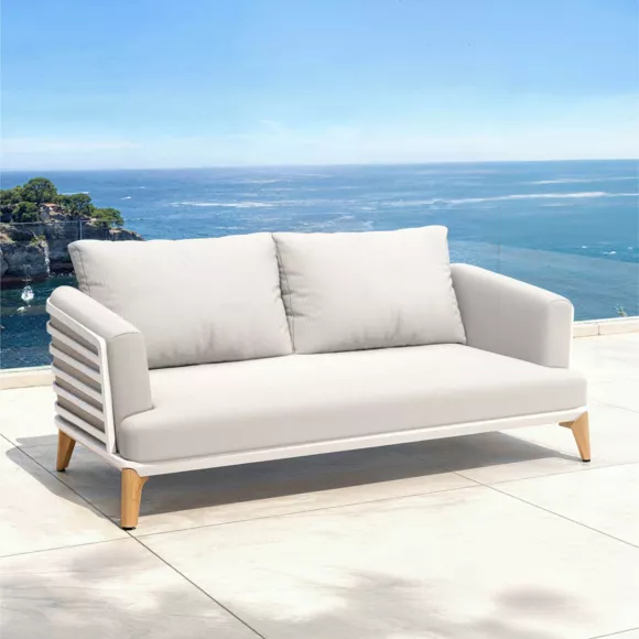 Salon de jardin aluminium 9 places 12 pcs Monte Carlo Blanc et gris clair