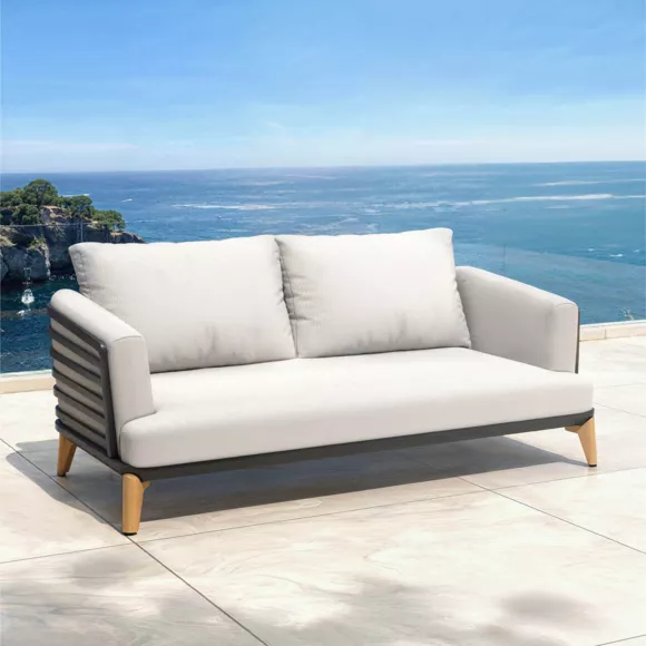 Salon de jardin aluminium 9 places 12 pcs Monte Carlo Gris anthracite et gris clair