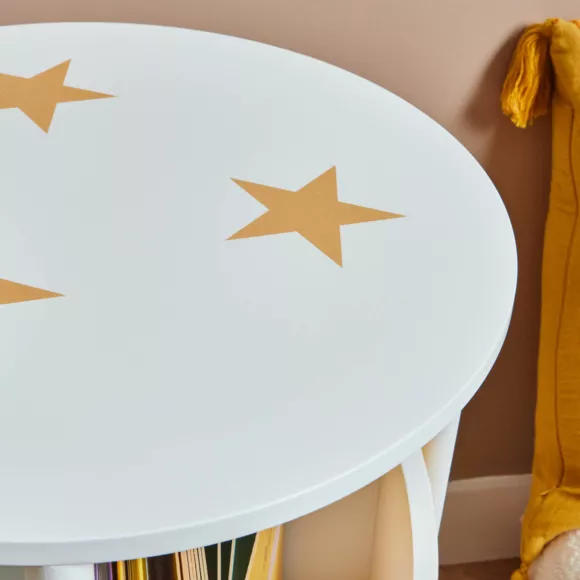 Kinderzimmerregal mit Rollen Holz (H59 cm) Stars Weiß