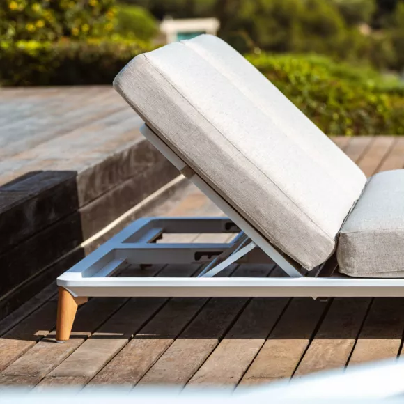 Dubbele ligstoel van aluminium Monte Carlo Wit en taupe