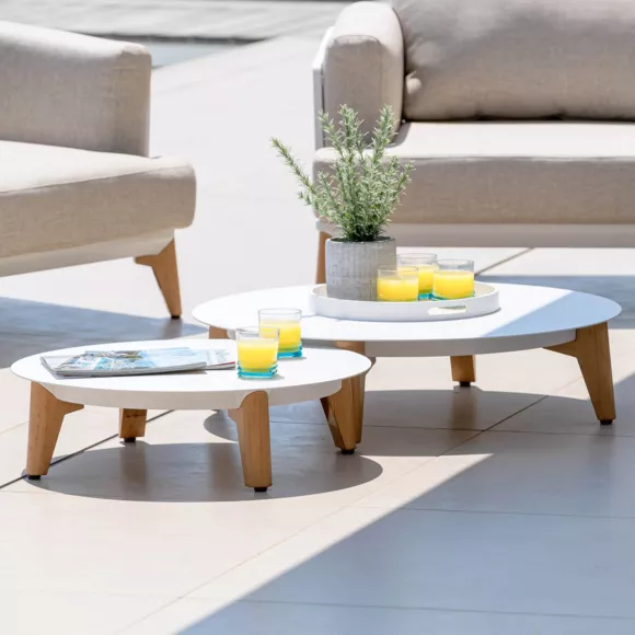 Table basse de jardin ronde (D68 cm) Monte Carlo Blanc