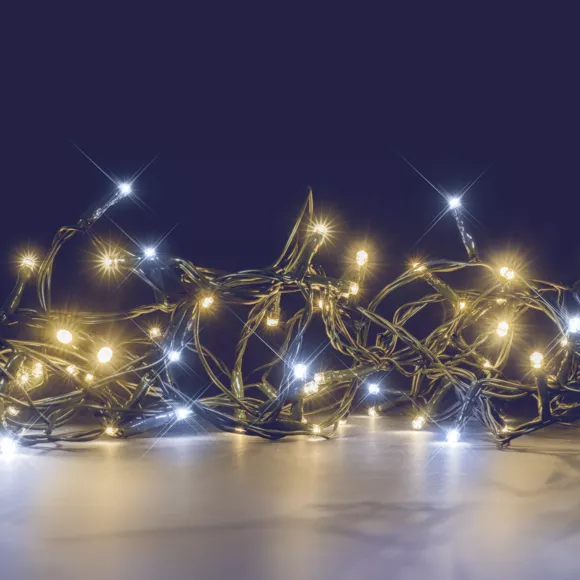 Luces de Navidad Bicolor Flashing light 8 m Blanco cálido y blanco frío 128 LED