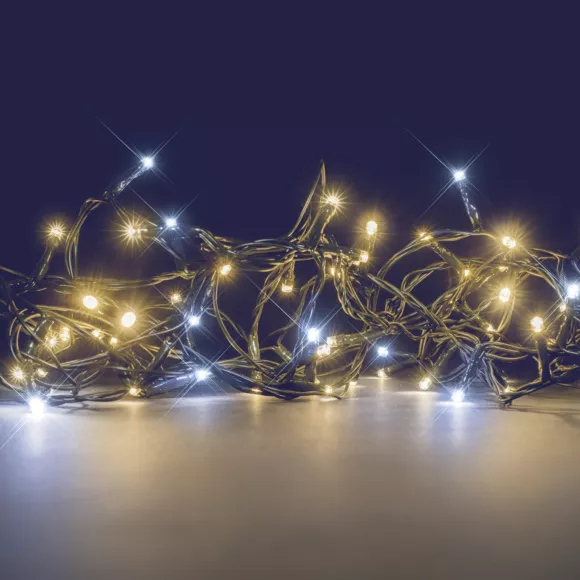 Luces de Navidad Bicolor Flashing light 16 m Blanco cálido y blanco frío 192 LED