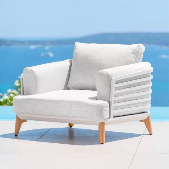 Salon de jardin aluminium 5 places 5 pcs Monte Carlo Blanc et gris clair