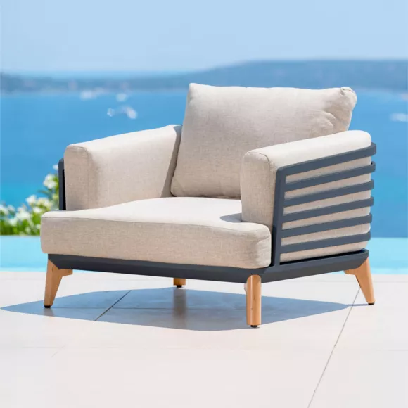 Salon de jardin aluminium 5 places 5 pcs Monte Carlo Gris anthracite et taupe