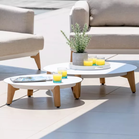 Conjunto de jardín de aluminio 7 plazas 6 piezas Monte Carlo Blanco y topo