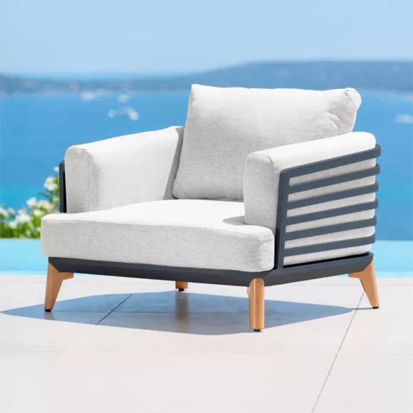 Salotto da giardino alluminio 8 posti 6 pezzi Monte Carlo Grigio antracite e grigio chiaro