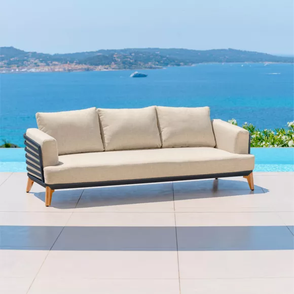 Salotto da giardino alluminio 8 posti 6 pezzi Monte Carlo Grigio antracite e beige