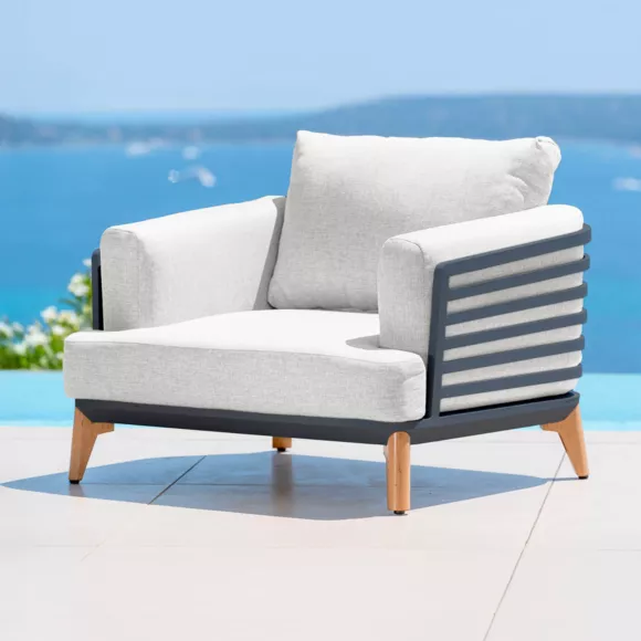 Conjunto de jardín de aluminio 2 plazas 3 piezas Monte Carlo Gris antracita y gris claro
