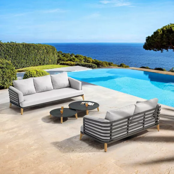 Conjunto de jardín de aluminio 5 plazas 4 piezas Monte Carlo Gris antracita y gris claro