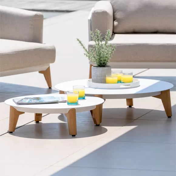 Conjunto de jardín de aluminio 9 plazas 12 piezas Monte Carlo Blanco y topo