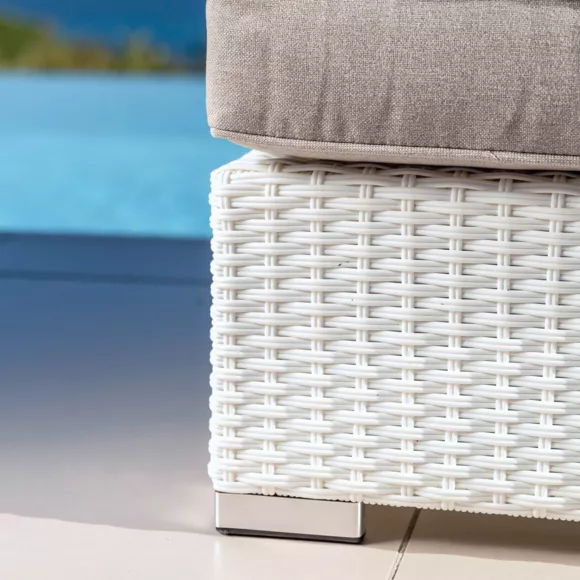 Fauteuil de jardin en résine tressée Palma Blanc et taupe