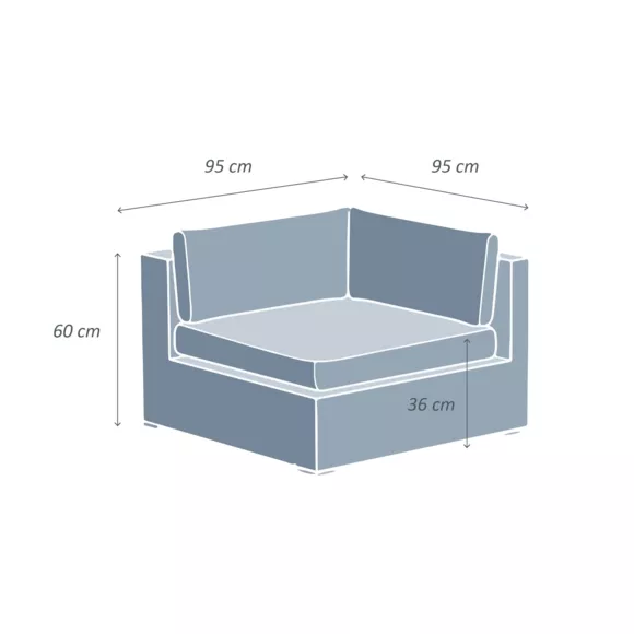Fauteuil d'angle de jardin en résine tressée Palma Gris