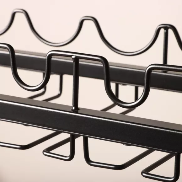 Meuble range-bouteilles industriel 12 emplacements et porte-verres (H180 cm) Pablo Marron 