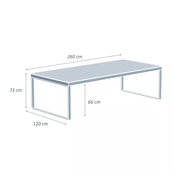 Mesa de jardín 12 personas Aluminio/Cerámica Kore (260 x 120 cm) - Blanco/Gris claro