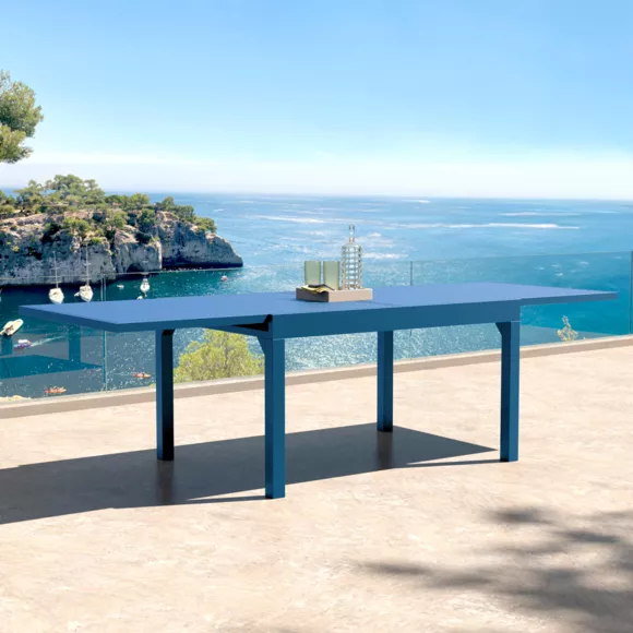 Uitschuifbare tuintafel aluminium 10 personen (135/270 x 90 cm) Murano Blauw
